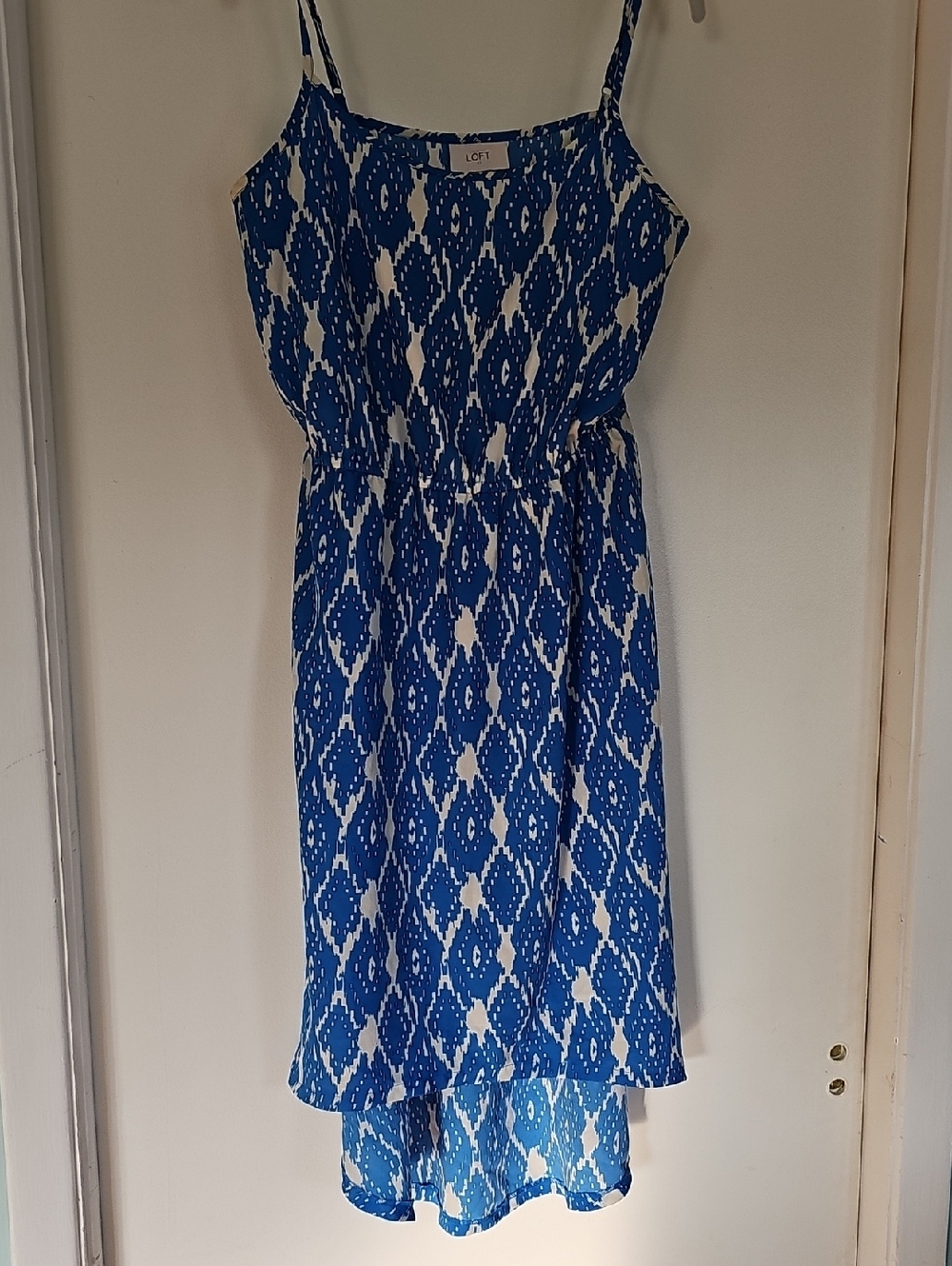 LOFT Blue & White Printed High-Low Sundress
